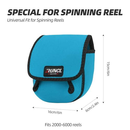 RUNCL Spinning Reel Bag – Protective Storage Pouch for Baitcasting Reels & Spinning Reels, Lightweight & Durable, Ideal for Freshwater & Saltwater Fishing Trips (Sky Blue& Black) - color: S-Sky Blue& Black