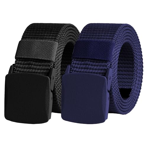 UNGGJKB Men's Tactical Belt, Nylon Casual Elastic Belt, Work Belt That Can Be Cut And Adjusted - color: Blue/Black