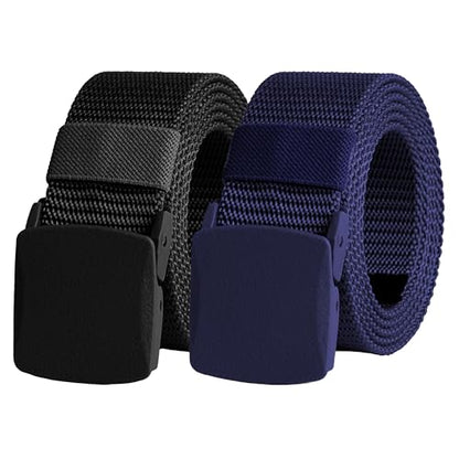UNGGJKB Men's Tactical Belt, Nylon Casual Elastic Belt, Work Belt That Can Be Cut And Adjusted - color: Blue/Black