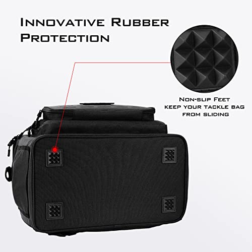 KastKing Fishing Tackle Bags - Saltwater & Freshwater Fishing Bags - Water Resistant, Padded Shoulder Strap - Gear Storage - color: Black-Large, size: Large