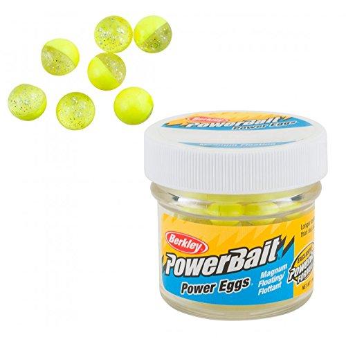 Berkley PowerBait Power Clear Eggs Floating Fishing Bait, Clear Silver-Fl. Yellow, Irresistible Scent & Flavor, Natural Presentation, Ideal for Trout, Steelhead, Salmon and More