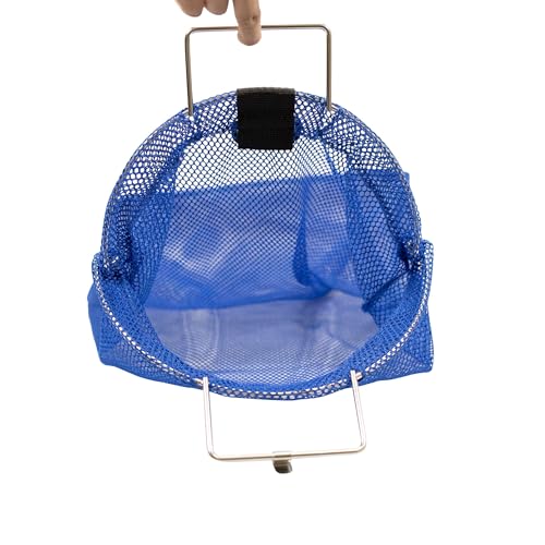 Scuba Choice Fish Bag Net with 5mm Stainless Steel Wire Handle – 24" x 17" Size, 12" Diameter, Secure Closing Clip, Reinforced Mesh - Durable & Reliable for Spearfishing, Diving, and Fishing – Blue