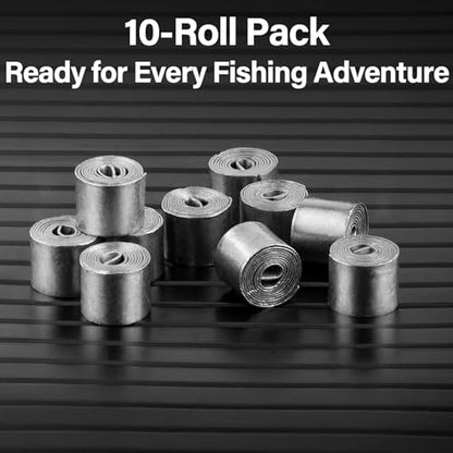 Dr.Fish 10 Pack Fishing Lead Roll, 1oz Per Roll, Fishing Weights Sinkers Soft Lead Sheet Strips Crafting Weight - size: 0.4mm-10 Rolls