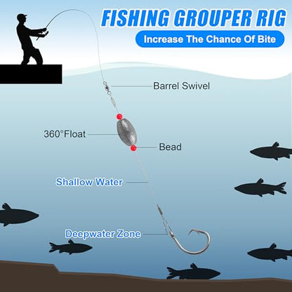 Carolina Rig Catfish Rig Saltwater Bottom Surf Fishing Rigs Flounder Rigs Wire Leaders with Egg Sinkers for Flounder Catfish Grouper Striped Bass Drum Redfish Fishing - size: 1 oz_4pcs