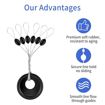 240 Pieces Middle-Sized Fishing Rubber Bobber Beads Stoppers 6 in 1 Black Float Sinker Stops - color: Black S/M/L 240 Pcs Each