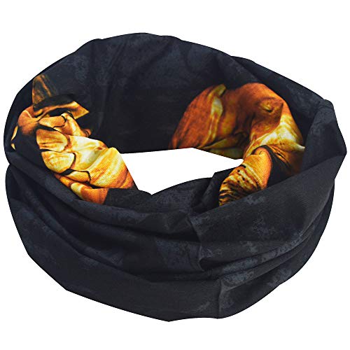 Obacle Bandana Face Mask Neck Gaiter Tube Mask Men Women for Sun Dust Protection - color: Skull Cigar Gold Copper