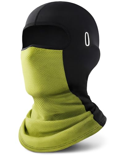 ROXUN Balaclava Moto Face Mask, Summer Cooling Ice Silk Mesh Sun Protection | Ice Silk Cooling, Breathable Mesh, UPF 50+, Helmet Friendly, Glasses Compatible, Versatile Use for Cycling Ski - color: Mustard Green