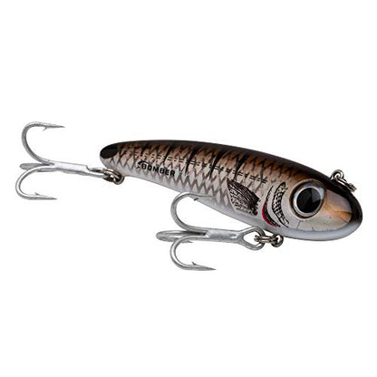 Bomber Lures Mullet Slow-Sinking Twitch / Walking Saltwater Fishing Lure - Excellent for Speckled Trout, Redfish, Stripers and More, 3 1/2 Inch, 5/8 Ounce - color: Spot-Tail Pogy
