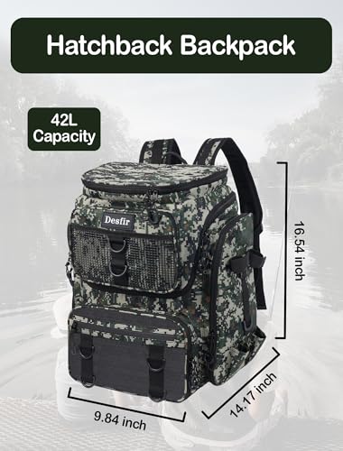 Handor Fishing Tackle Backpack, 50L Capacity, Waterproof Fishing Gear Bag (camouflage green) - color: Camouflage Green