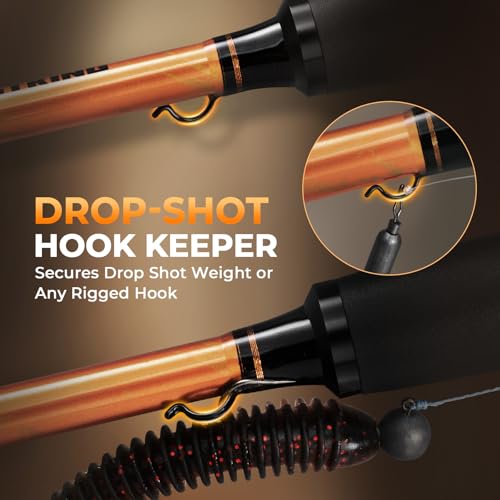 KastKing Lethal Blaze Twin-Tip Fishing Rods, IM6 Graphite Blanks Casting & Spinning Rods, 2-Piece Rod with Extra Tip, PTS Power Transition System, Ideal for Bass, Freshwater & Inshore Fishing - size: 7'4''- H (2pcs + Extra Tip), style: Cast