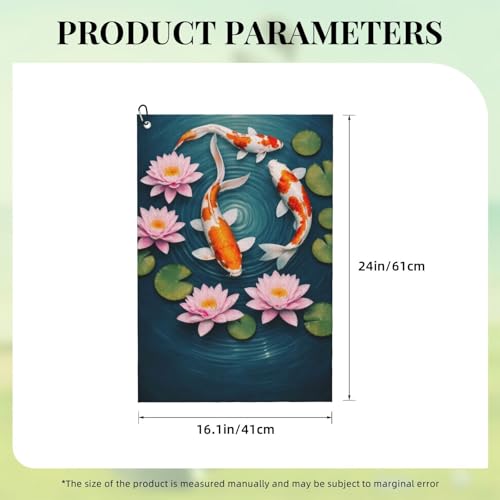 Awesome Japanese Koifish Fish Art Golf Towel 16" X 24" with Clip Golfer Bags Accessories Gifts - color: Awesome Japanese Koifish Fish Art