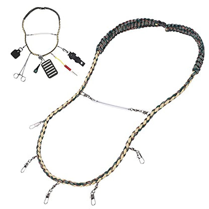 KIMISS Fly Fishing Lanyard, Necklace with Tippet Holder and Multi Clips, Convenient Tool for Holding Various Fly Fishing Gadgets and Accessories