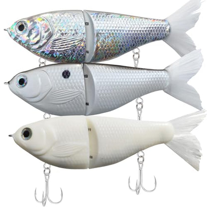 HADORAM Lure Slow Sinking Glide Bait with Fur Tail Lifelike Fishing Tackle for Trout Shad Bass Musky - color: 6.7in-3Pcs
