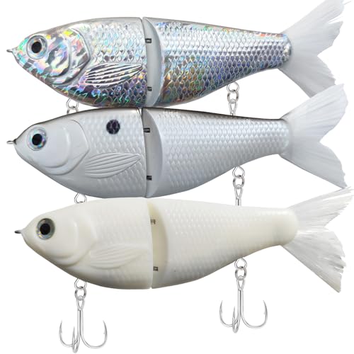 HADORAM Lure Slow Sinking Glide Bait with Fur Tail Lifelike Fishing Tackle for Trout Shad Bass Musky - color: 6.7in-3Pcs