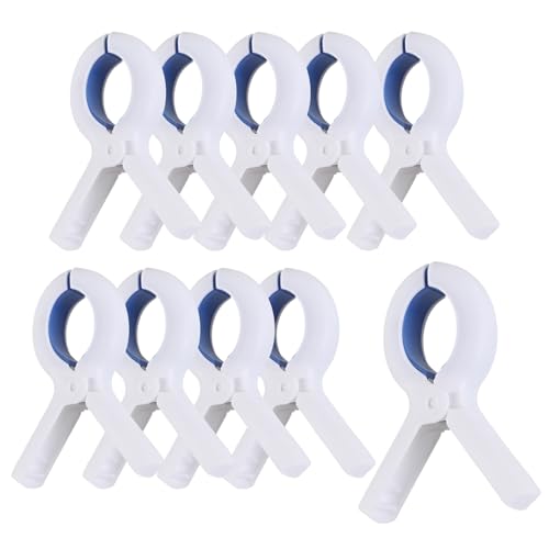 Towel Clips for Beach Chair, 10PCS Large Beach Towel Clips for Pool Cruise Boat Lounge Chair, Plastic Clothes Pins, Heavy-Duty Grip Beach Chair Chips Holder for Pool Beach Cruise Essentials Must Haves - color: White
