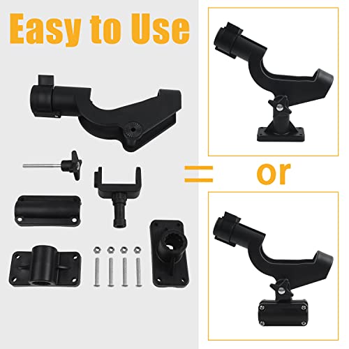 Fishing Rod Holder for Boat Adjustable 360° Rotation Hands-Free Fishing Pole Rod Racks No-Drill Rail Mount Rod Holders for Multi-Rod Setup Kayak, Pontoon, Boat Fishing - color: RH50 Multi-Positional Mounting 2pcs