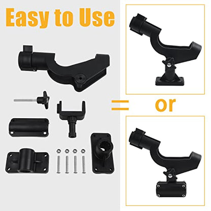 Fishing Rod Holder for Boat Adjustable 360° Rotation Hands-Free Fishing Pole Rod Racks No-Drill Rail Mount Rod Holders for Multi-Rod Setup Kayak, Pontoon, Boat Fishing - color: RH50 Multi-Positional Mounting 2pcs