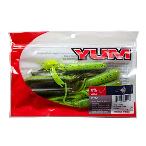 YUM Tube Soft Plastic Bass Fishing Lure - Designed Specifically for Bass, 4 Inch Length, 6 per Pack - color: Ultimate Craw