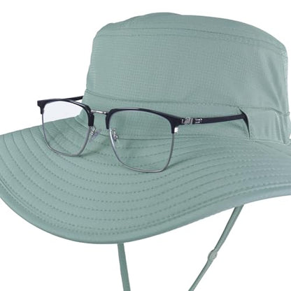 Connectyle Men's Wide Brim Sun Hat with Neck Flap UPF 50+ Packable Breathable Boonie Bucket Hat for Fishing Hiking Safari - color: Bluish Mint Green