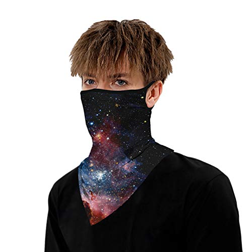 YAYOUREL Neck Gaiter Face Mask Bandanas for Men Women UV Face Scarf Cover Ear Loop Hole Facemask for Fishing Running Cycling - color: Black Pink White