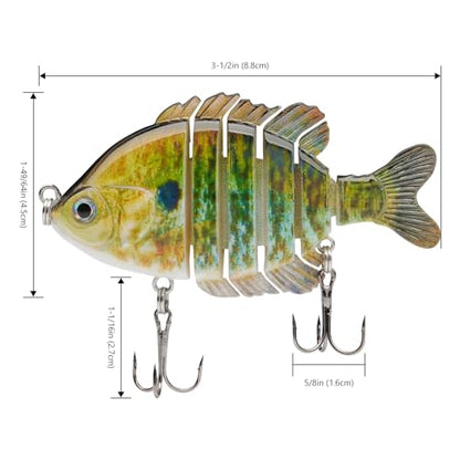 BASSDASH SwimPanfish Multi Jointed Panfish Bluegill Swimbaits Hard Topwater Bass Lures Fishing Lure Crank Saltwater 3.5in/0.85oz,Pack of 4 - color: NGBP