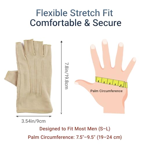 Mens Sunblock Fingerless Gloves Summer UV Protection Driving Cotton Gloves - color: Khaki