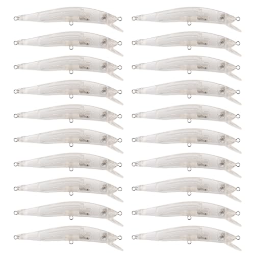 20pcs Blank Unpainted Minnow Crankbait, Blank Crankbaits Topwater Fishing Lures, Unpainted Lure Minnow for Bass Salmon Trout
