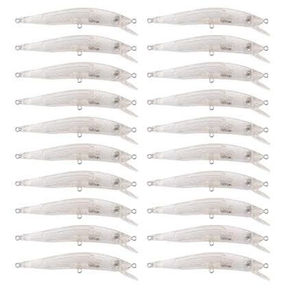 20pcs Blank Unpainted Minnow Crankbait, Blank Crankbaits Topwater Fishing Lures, Unpainted Lure Minnow for Bass Salmon Trout