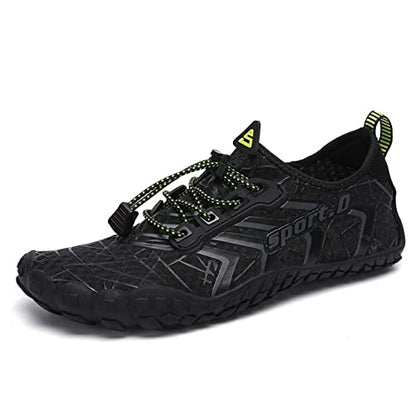 UBFEN Water Shoes for Men Women Quick Dry Swim Aqua Socks | Lightweight Barefoot-style Fit, Rubber Sole, Hiking, Fishing, Kayaking, Beach, Pool, Boating, Diving And Water-to-land Wear - color: Black, size: 6 Women/5 Men