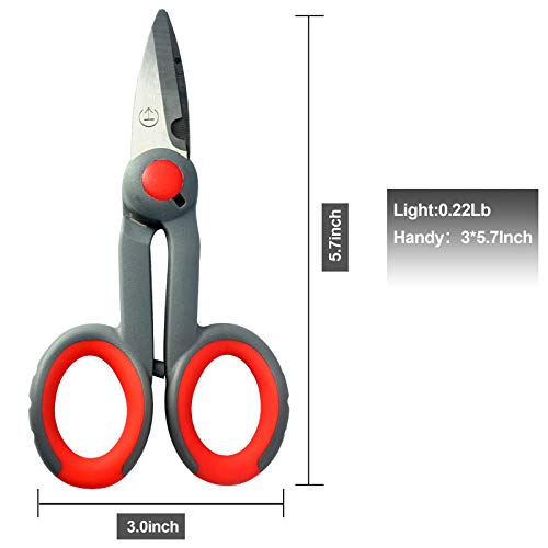 BXIO Fishing Scissors with Fishing Lanyard and Nylon Sheath, Braided Line Tools, Heavy Duty Anti-Slip Fiber Cable Cutter, Stainless Steel Fishing Pliers Scissors with Grinding Hook Tool - color: Grey Red