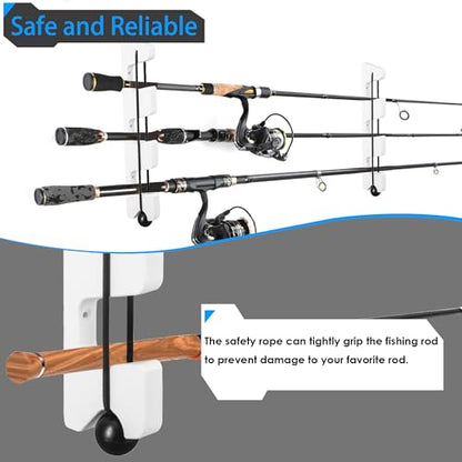 White Plastic Horizontal Fishing Rod Holder, Wall Mounted Fishing Rod Rack, Fishing Pole Holders for Boat, Garage, Pack of 2