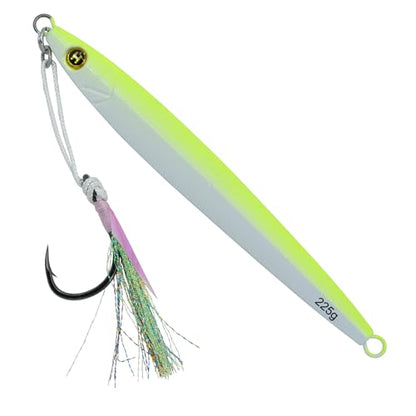 Hogy Big-Game Sand EEL Jig - Tuna Fishing Lure Knife-Style Deep Water Jig | Knife-style deep water jig with heavy-duty assist hooks for Tuna, Striped Bass, Groundfish & saltwater fishing. - color: Albie Crack, size: 10/0 - 8.5oz