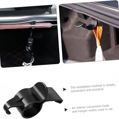 Car Seat Back & Trunk Multi-Hook – 2 Pack, Black Clip Holder Secures Fishing Rods, Umbrellas, Towels & Grocery Bags on 18–20 mm Posts, No Tools Needed