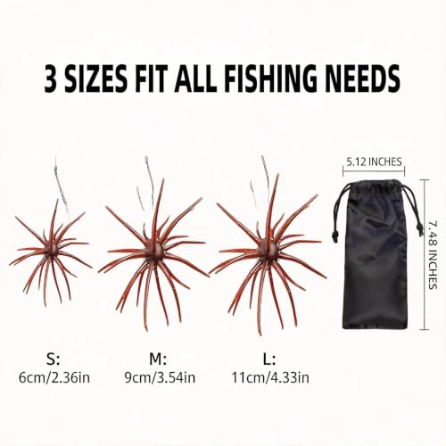 Sea Urchin Bait, Soft Plastic Fishing Lure, Realistic Reflective Star Design, Artificial Worm Bait for Bass,Drop Shot,Finesse,Slow Sinking - size: Medium