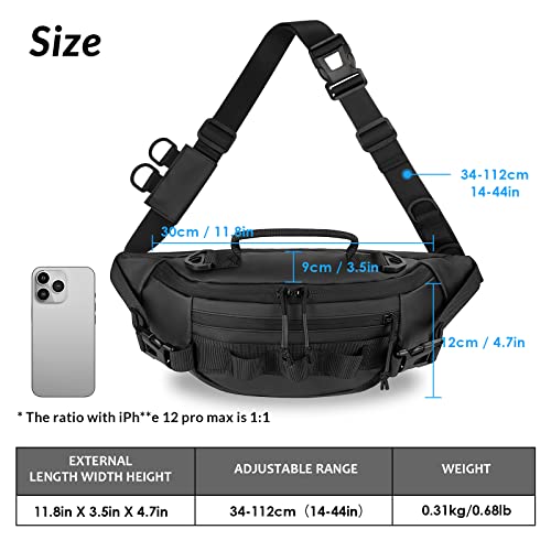 THKFISH Fishing Waist Pack, Fishing Tackle Bag Waterproof Fanny Pack for Women & Men Portable Sling Bag - color: BLACK-REGULAR