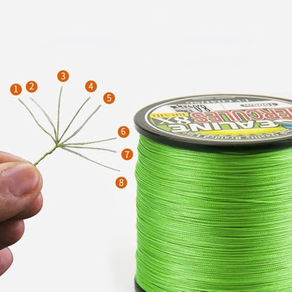 Premium 8-Strand PE Fishing Reel Line – 500m Green Super Strong Tensile Fishing Reel Line - size: 70lb