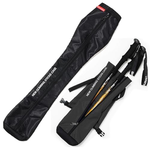 Chris.W Portable Trekking Pole Carrying Bag Storage Bag Pouch with Zipper for Walking Stick Hiking Poles Travel Case - color: Black