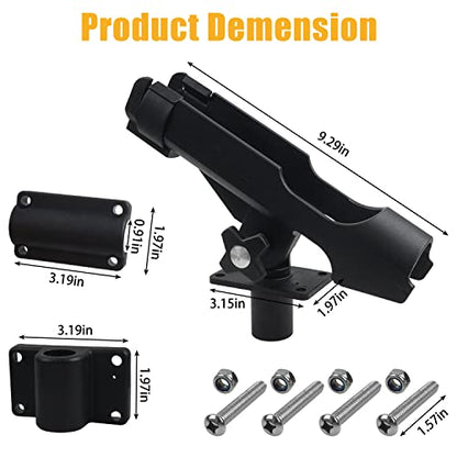 Fishing Rod Holder for Boat Adjustable 360° Rotation Hands-Free Fishing Pole Rod Racks No-Drill Rail Mount Rod Holders for Multi-Rod Setup Kayak, Pontoon, Boat Fishing - color: RH40 Multi-Positional Mounting 2pcs
