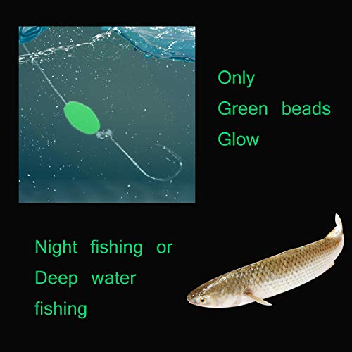 AGOOL Fishing Beads Assorted Set, 1000pcs Glow Beads Fishing Bait Eggs Soft Plastic Oval Round Luminous Beads Fishing Line Beads Fishing Lures Fishing Tackle Tool for Deep Drop Fishing Night Fishing