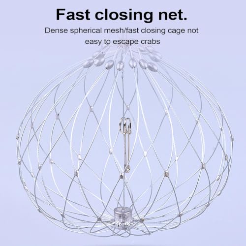 Soft Fishing Net Automatic Opening Closing Soft Steel Wire Multi-Functional | Fishing Accessories Fishing Net Multi-functional for Crabbing Lobster Crayfish Outdoor Inland Saltwater Lake River Mar - size: Diameter 52cm