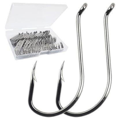 Octopus Fishing Hooks-120pcs Sport Circle Hooks Octopus Beak Offset Fishing Hooks Black High Carbon Steel Fishing Jig Hooks Barbed Fishhook for Saltwater Bass Trout Size8#-9/0 - size: 120pcs-9/0