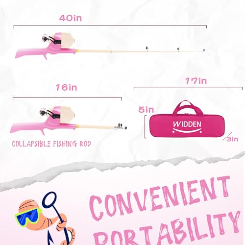 Kids Fishing Pole, Telescopic Fishing Rod, Toddler Collapsible Fishing Rod and Reel Combo with Tackle Box, Fishing Line, Bobber, and Soft Lures for Boy, Girl, Youth, Beginner, Over 4 Years Old - color: Marshmallow Pink & Peach Cream