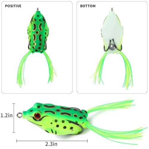 5 PCS Frog Lures Topwater Fishing Artificial Soft Bait 5.5CM Soft Silicone Fishing Lures Prop Frog Lures for Bass Realistic Design with Weedless Hooks for Freshwater Saltwater