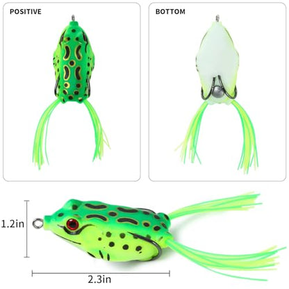 5 PCS Frog Lures Topwater Fishing Artificial Soft Bait 5.5CM Soft Silicone Fishing Lures Prop Frog Lures for Bass Realistic Design with Weedless Hooks for Freshwater Saltwater