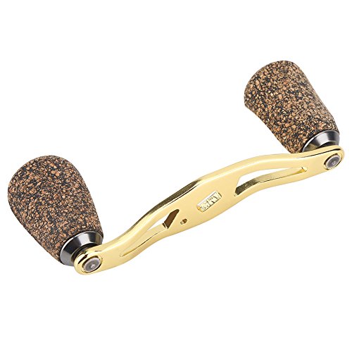 Dioche Fishing Reel Handle, Reel Handle Wood Knob Carbon Fiber Frame with Fittings Replacement Parts (Gold)