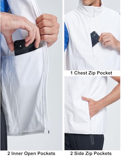 Men's Softshell Vest Fleece-Lined Windproof Sleeveless Jacket for Travel Hiking Fishing Running Golf - color: White, size: X-Large