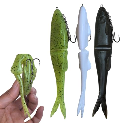Soft Glide Bait for Bass Fishing, Pre-Rigged Swimbait Fishing Lures for Freshwater, Bait-Sized Jointless Soft Bait Slow Sinking Silicone Swim Bait, Big Bass Lures & Musky Lures(3-Pack) - size: 120mm