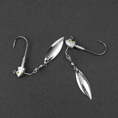 6-Pack Underspin Jig Heads with 100% Brass Blade (Never Rust) - 3/16oz, 1/4oz, 3/8oz, 1/2oz - Bass & Saltwater Fishing - color: Raw, size: 1/2oz