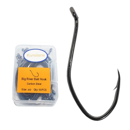 Catfishing Hooks Big River Bait Hook 25/50/100pcs, Fishing Hooks for Saltwater Freshwater,Catfish Striper Flathead Carp Bass 1# 1/0 2/0 3/0 4/0 6/0 8/0 10/0 - size: 50PCS 4/0