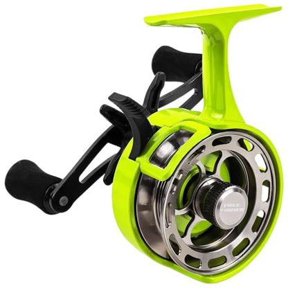 Ice Fishing Reels 3.2:1 Gear Ratio Ultra Smooth 3+1Ball Bearings Strength CNC-machined Aluminum Inline Ice Fishing Reel with Left/Right Hand Retrieve - color: Green-Right Hand Retreive